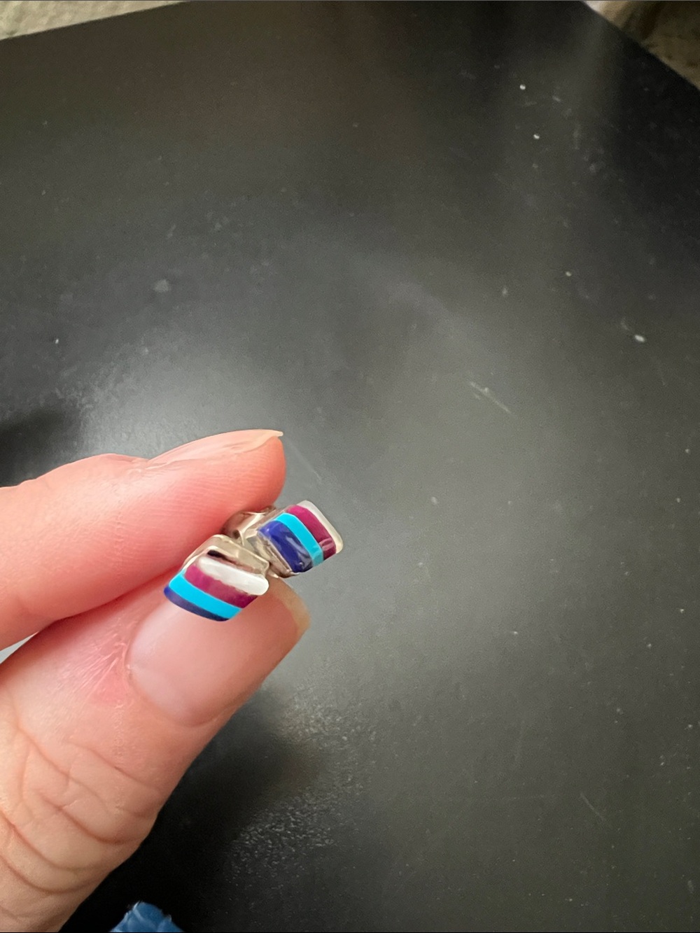 Sterling silver inlay stud earrings
